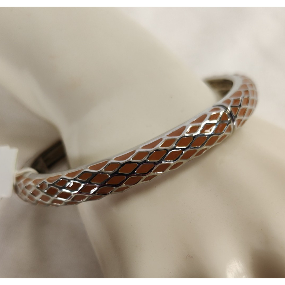 Lia Sophia Silver Tone Stretch Bangle Bracelet Enamel Inlay New w Tag